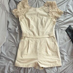 BCBGMaxAzria Cream Lace Romper